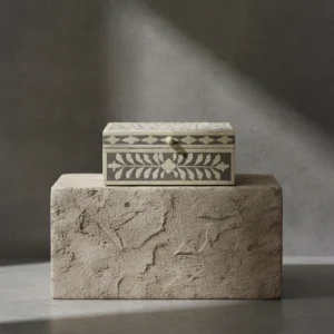 floral vine bone inlay box handmade with intricate vine design