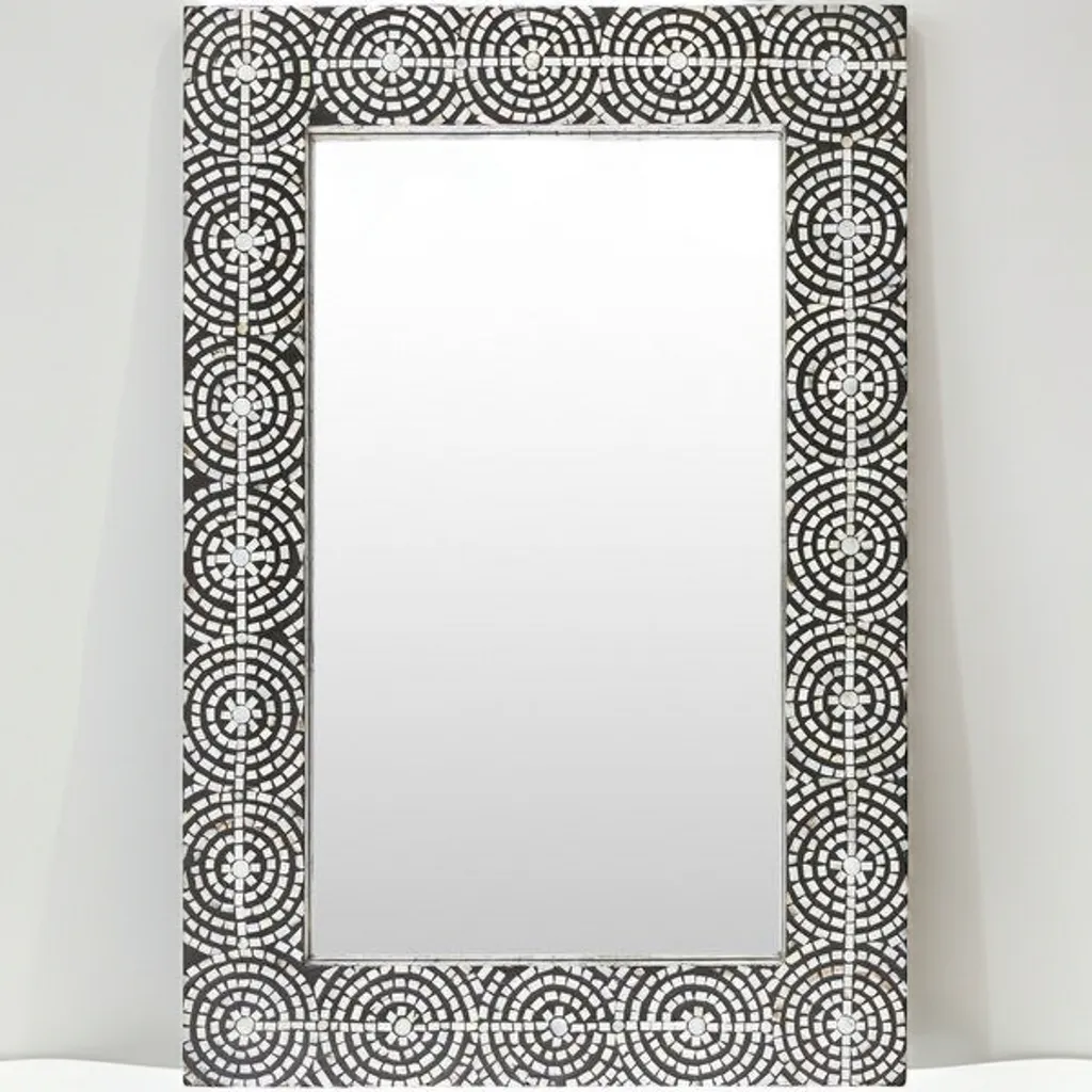 geometric mosaic bone inlay mirror for modern luxury interiors and contemporary home décor Select 87 more words to run Humanizer.