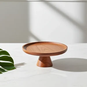 Round mango wooden buffet risers display riser for food presentation