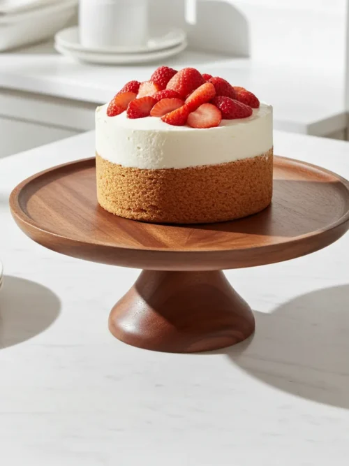 Mango wood dessert stand 12x12x5 with natural finish