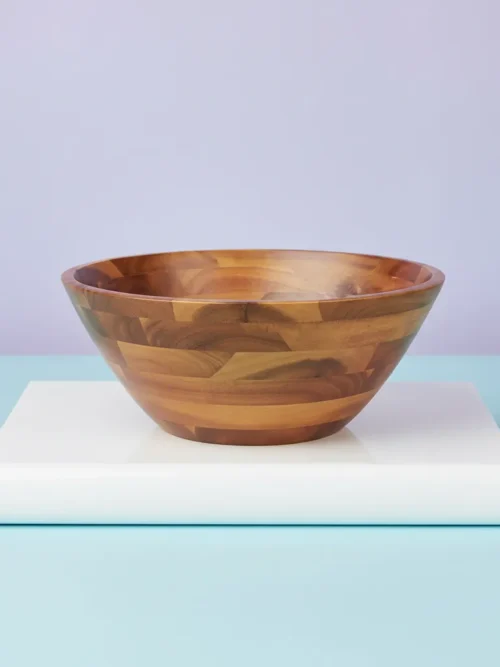 large wooden bowl 12x12x4 made from acacia wood