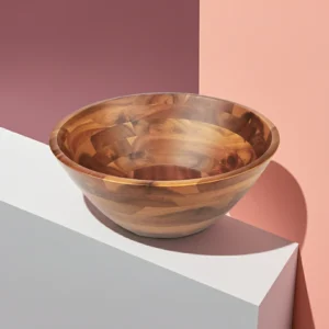 handmade large wooden bowl crafted from natural acacia wood