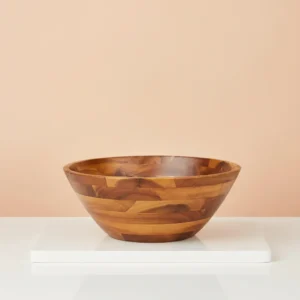 large wooden bowl for kitchen serving with smooth finish