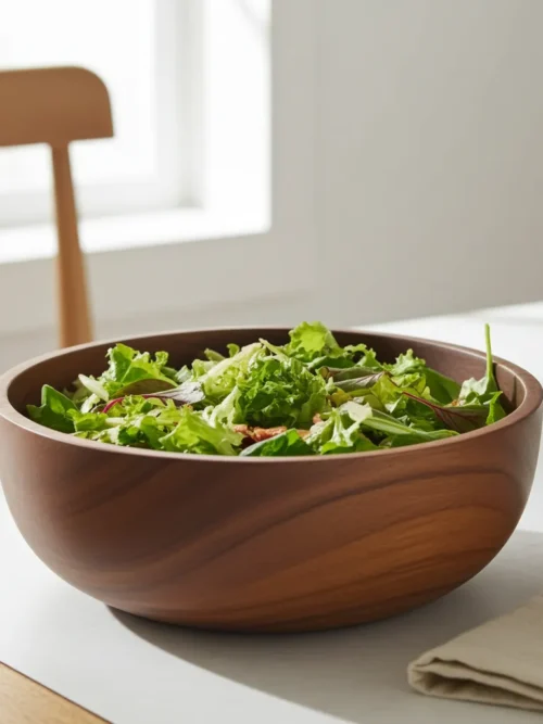 large wooden fruit bowl 10x10x3 made from walnut wood