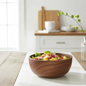 handmade large wooden fruit bowl crafted from natural walnut wood
