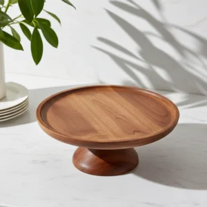 Handcrafted mango wooden dessert display stand for serving