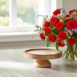 Natural mango wood rustic cake stand in 10x10x5 inch size