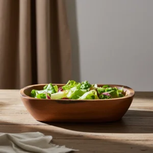 oval wooden nut bowl rustic style with bark edge design