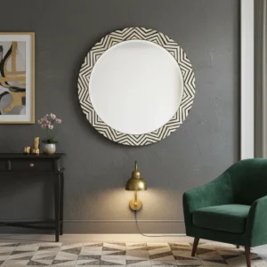 round bone inlay mirror black and white decorative wall mirror
