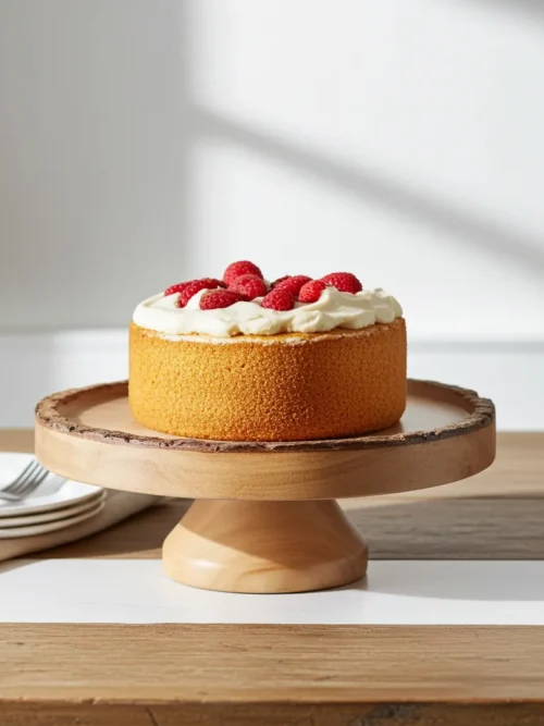 mango wood Rustic cake stand 10x10x5 with natural wood finish