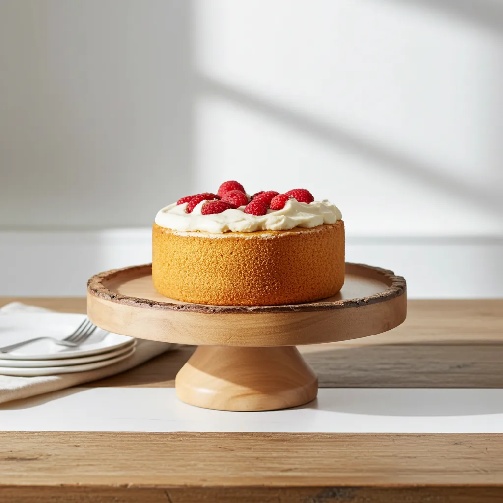 mango wood Rustic cake stand 10x10x5 with natural wood finish