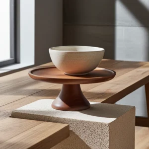 Solid mango wood dessert serving stand in 12x12x5 inch size