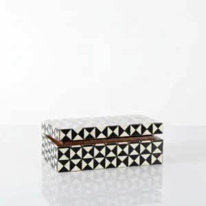 modern triangle mosaic bone inlay box inspired by scandinavian geometry