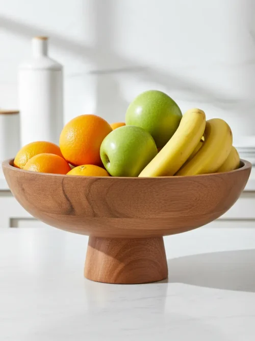 wooden fruit bowl with base 12x12x6 made from mango wood