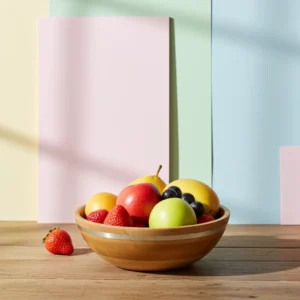 wooden restaurant bowl mango wood with brass strip design outside