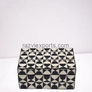 Geometric bone inlay jewellery box