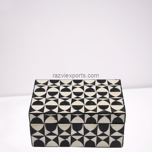 Geometric bone inlay jewellery box