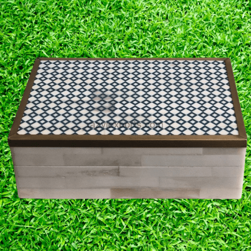 Geometric bone inlay decorative boxes