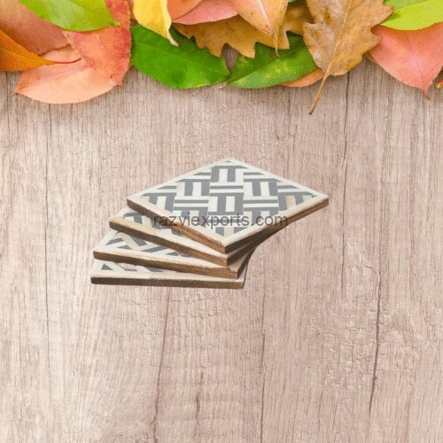 Best Quality Gray Bone Inlay Coaster Set Lowest Price