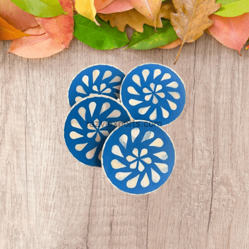 Round Beautiful Floral Bone Inlay Coaster set 4/4