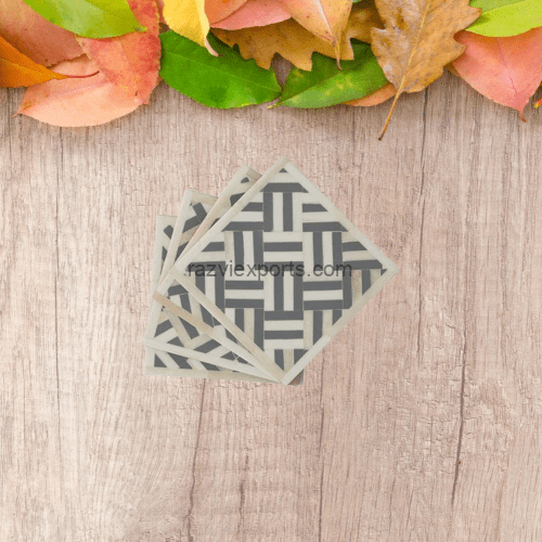 Best Quality Gray Bone Inlay Coaster Set Lowest Price