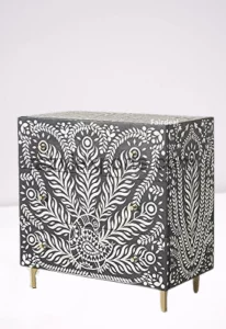 Floral Bone Inlay Cabinet
