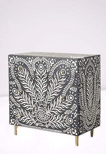 Floral Bone Inlay Cabinet