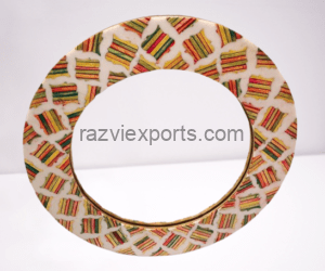 Bone and Mother of Pearl Inlay Products Catalouge 39 Arctic round Bone Inlay Mirror