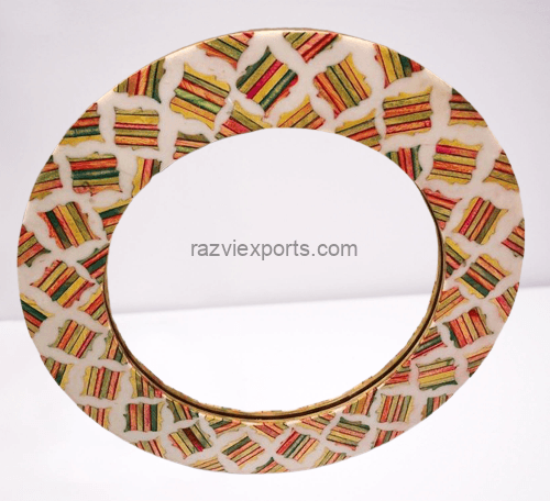 Amazing Arctic Round Bone Inlay Mirror  For Sale in 2023 | Razvi Exports