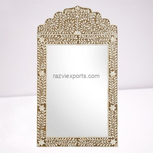 floral Pink Bone Inlay Mirror frame