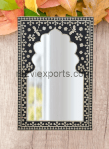 Bone and Mother of Pearl Inlay Products Catalouge 36 Black and white Floral bone inlay wall mirror frame