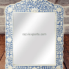 Floral bone inlay mirror blue