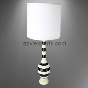 Antique Bone Inlay Lamp black and white