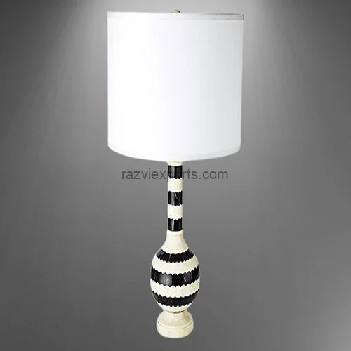 Antique Bone Inlay Lamp black and white