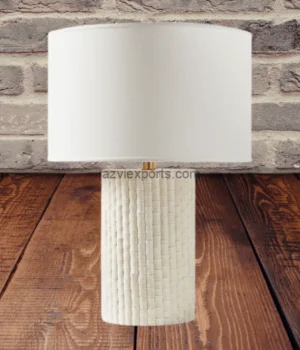 Beautiful Antique White Bone Inlay Table Lamp