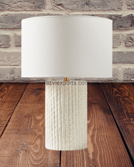 Beautiful Antique White Bone Inlay Table Lamp