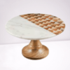 Marble Cake Stand With Wood Base manufacturer