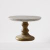 Organic Home Natural Acacia Wood and White Marble Cake Stand