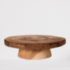 wooden cake stand with bark round shape