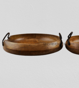 wooden serving bowls with metal handle