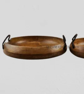 wooden serving bowls with metal handle