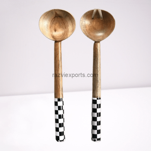 Best Quality Mango Wood Spoon Set With Enamel Handle at Best Prices