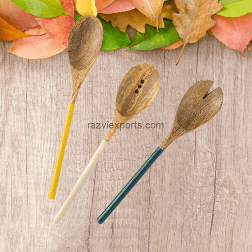 wooden serving spoons enamel set best peices