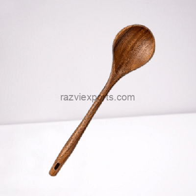 Wooden Utensils Spoons Set of 5 – White Enameled Finish 3 Acacia wood spoon cooking and serving