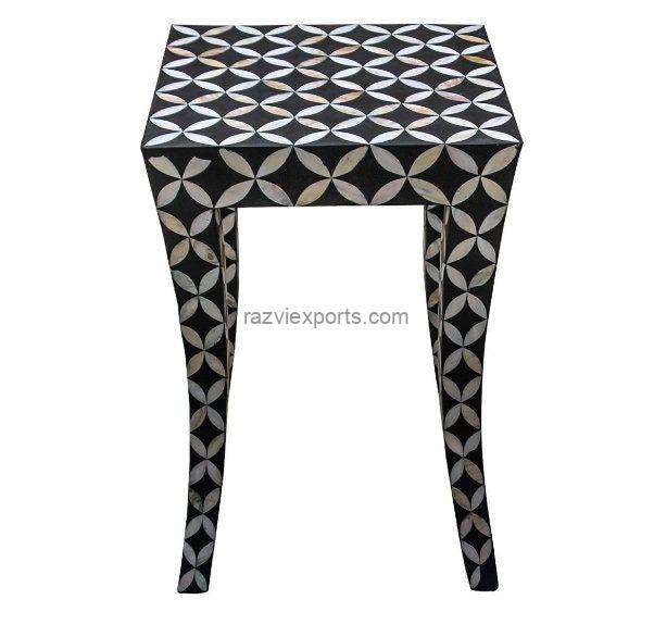 Mother of Pearl Bedside Table Nightstand | MOP Table 1 Mother of Pearl Bedside Table