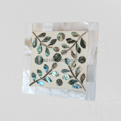 white floral mother of pearl inlay coasters