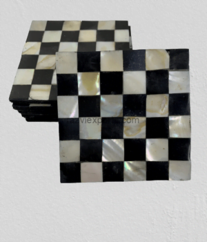 Geo Square Mother of Pearl Coasters Set | Razvi Exports