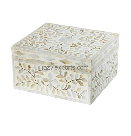 mother of pearl storage box WHITE