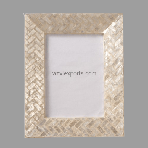 White Floral Design Mother of Pearl Picture Frames