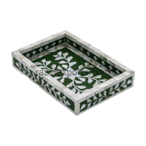 Rectangle Mother of Pearl Inlay Tray Green